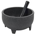 Service Ideas Fiesta Solutions Black Molcajete Bowl with Pestle, 50 Ounce Capacity