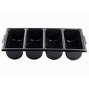 Tablecraft Polyethylene Black 4 Compartment Cutlery Bin, 21.75 x 11.75 x 3.75 inch -- 12 per case