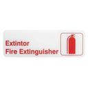 Tablecraft Red on White Extintor/Fire Extinguisher Rectangular Spanish/English Sign, 3 x 9 inch