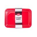 Tablecraft Red Large Rectangular Plastic Basket, 11.75 x 8.5 x 1.5 inch, 12 count per pack -- 3 packs per case