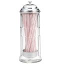Tablecraft Chrome Plated Top Glass Straw Dispenser, 4.375 x 4.375 x 11.25 inch -- 6 per case
