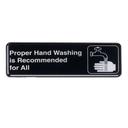 Tablecraft Proper Hand Washing is Recommended for All Rectangular Sign, 3 x 9 inch