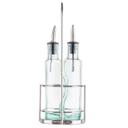 Tablecraft Gemelli Collection 8.5 Ounce Green Tinted Glass Pourer Bottles with Chrome Plated Rack, 4.75 x 3.5 x 12 inch -- 6 per case