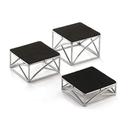Tablecraft Chrome Plated Iron Square Non-Slip 3 Piece Riser Set