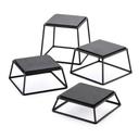 Tablecraft Black Powder Coated Steel Square 4 Piece Riser Set with Non Slip Top, Set of 4