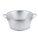 Tablecraft Galvanized Steel 4.5 Gallon Round Single Wall Beverage Tub, 18.5 x 15 x 7 inch