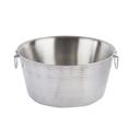 Tablecraft Stainless Steel Round Double Wall Beverage Tub with Wave Pattern, 6.75 Gallon Capacity