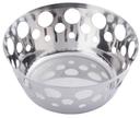 Tablecraft Stainless Steel Stamped Circle Round Basket, 7.625 x 7.625 x 3.125 inch