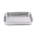 Tablecraft Brickhouse Collection Stainless Steel with Embossed Brick Pattern Rectangular Diner Platter, 12 x 9 x 1.75 inch