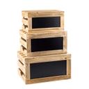 Tablecraft Rustic Risers Natural Wood 3 Piece Crate Riser Set with Chalkboard, 19.25 x 13.5 x 10.5 inch