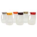 Tablecraft Clarified Polypropylene with Assorted ABS Top Option Condiment Dispenser, 48 Ounce -- 6 per case.