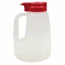Tablecraft Clarified Polypropylene Condiment Dispenser with Red ABS Top, 64 Ounce Capacity -- 6 per case