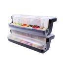 Tablecraft ABS First In First Out Garnish Station Bar Condiment Holder with Six 1.25 Pint White Inserts, 20.125 x 6.5 x 6.375 inch