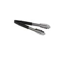 Tablecraft Stainless Steel Vinyl-Coated V-Hinge Tong with Black Handle, 9 inch