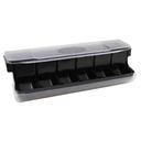 Tablecraft ABS First In First Out Garnish Station Bar Condiment Holder with Six 1.25 Pint Black Inserts, 20.125 x 6.625 x 6.375 inch