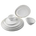 Tablecraft Europa Collection Melamine White Textured Pattern with Beige Rim Round Serving Tray, 18 x 18 x 0.875 inch