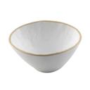 Tablecraft Europa Collection Melamine White Stone Pattern with Beige Rim Bowl, 13 Ounce