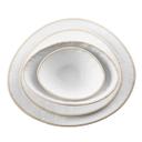 Tablecraft Europa Collection Melamine White Stone Pattern with Beige Rim Bowl, 30 Ounce Capacity
