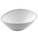 Tablecraft Europa Collection Melamine White Stone Pattern with Beige Rim Bowl, 30 Ounce