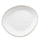 Tablecraft Europa Collection Melamine White Stone Pattern with Beige Rim Small Plate, 9 inch