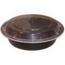 Tripak Round Shallow Black Base Clear Lid Microwaveable Container, 7 inch -- 150 per case.
