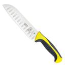 Mercer Culinary Millennia Granton Edge Santoku Knife with Yellow Handle, 7 inch