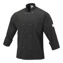 Mercer Culinary Millennia Black Medium Unisex Cook Jacket with Traditional Buttons
