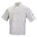 Mercer Culinary Millennia White Small Unisex Short Sleeve Cook Jacket with Cloth Knot Buttons