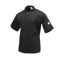 Mercer Culinary Black Large Genesis Unisex Short Sleeve Chef Jacket with Cloth Knot Buttons
