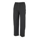 Mercer Culinary Large Millennia Unisex Black Cook Pants with White Fine Pinstripe