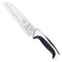 Mercer Culinary Millennia Granton Edge Santoku Knife with White Handle, 7 inch