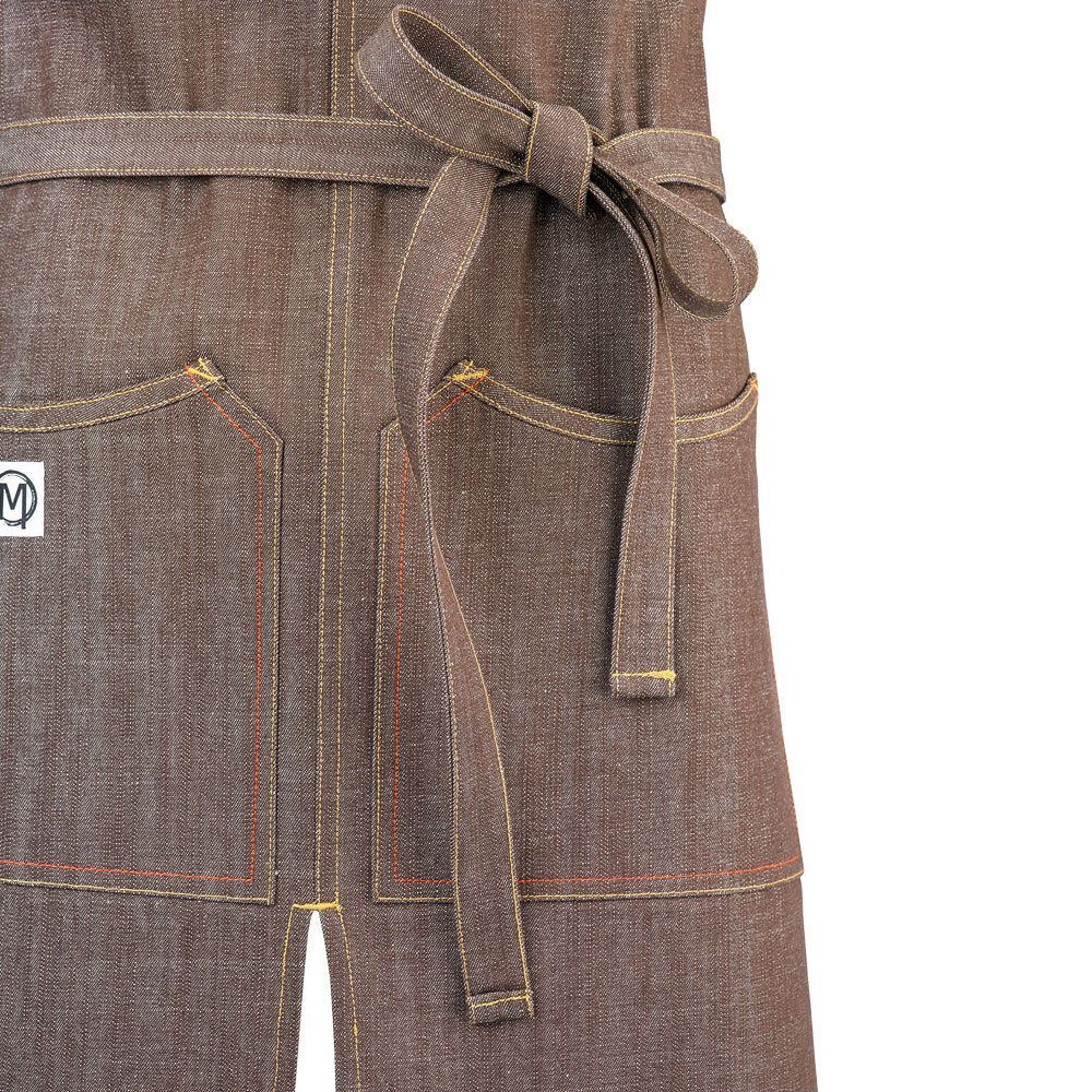 Mercer Culinary Metro Edge Server Zephyr Brown Denim Bib Apron