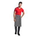 Mercer Culinary Metro Edge Server Mid-Bistro Rogue Navy/White Railroad Stripe Bib Apron