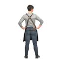 Mercer Culinary Metro Edge Server Renegade Black Denim with Brown Leather Straps Bib Apron