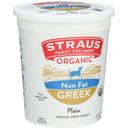 Straus Family Creamery Organic Plain Nonfat Greek Yogurt, 32 Ounce -- 6 per case