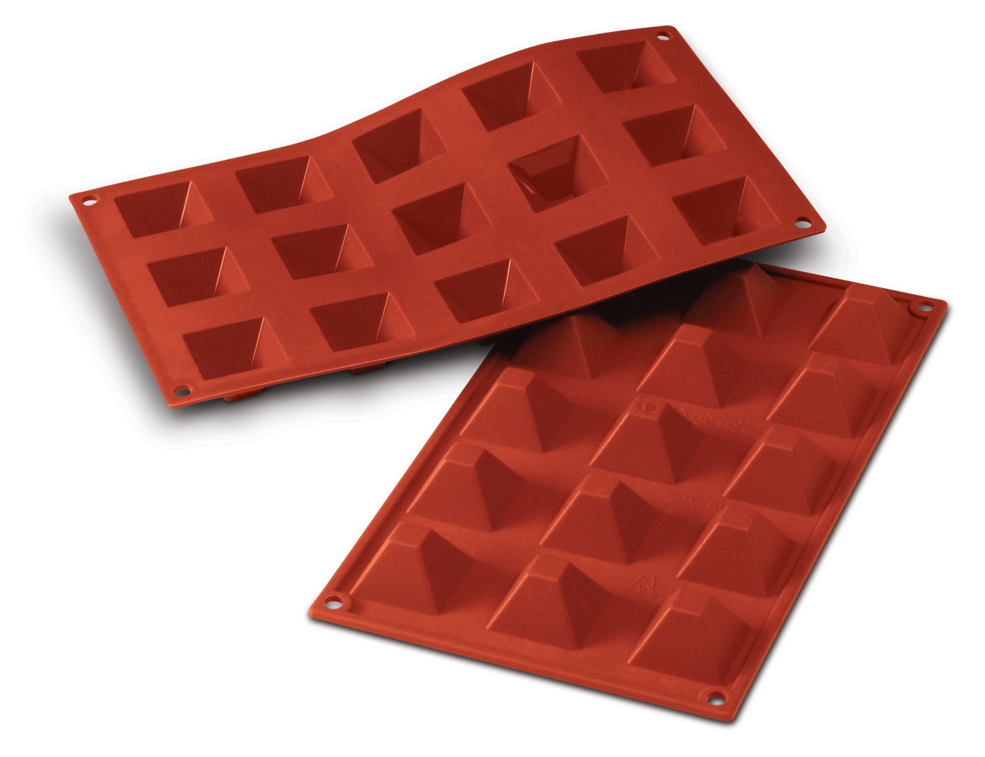 Silikomart SiliconFlex Alimentary Silicone 6 Cavities Pyramid Mold, 2.79 inch Length x 2.79 inch Width x 1.57 inch Height