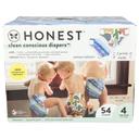 Honest Clean Conscious Diaper Size 4 Tie Dye for Cuties Baby Diaper, 54 count