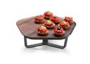 Rosseto Forme Melamine Polygon Walnut Tray with Three Leg Silver Riser, 14.5 x 14 x 4.38 inch