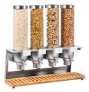 Rosseto EZ SERV 4 Container Tabletop Cereal Dispenser with Bamboo Tray, 1.3 Gallon
