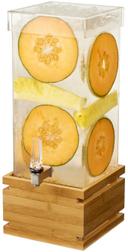 Rosseto Square Beverage Dispenser with Bamboo Base and Capped Lid, 4 Gallon