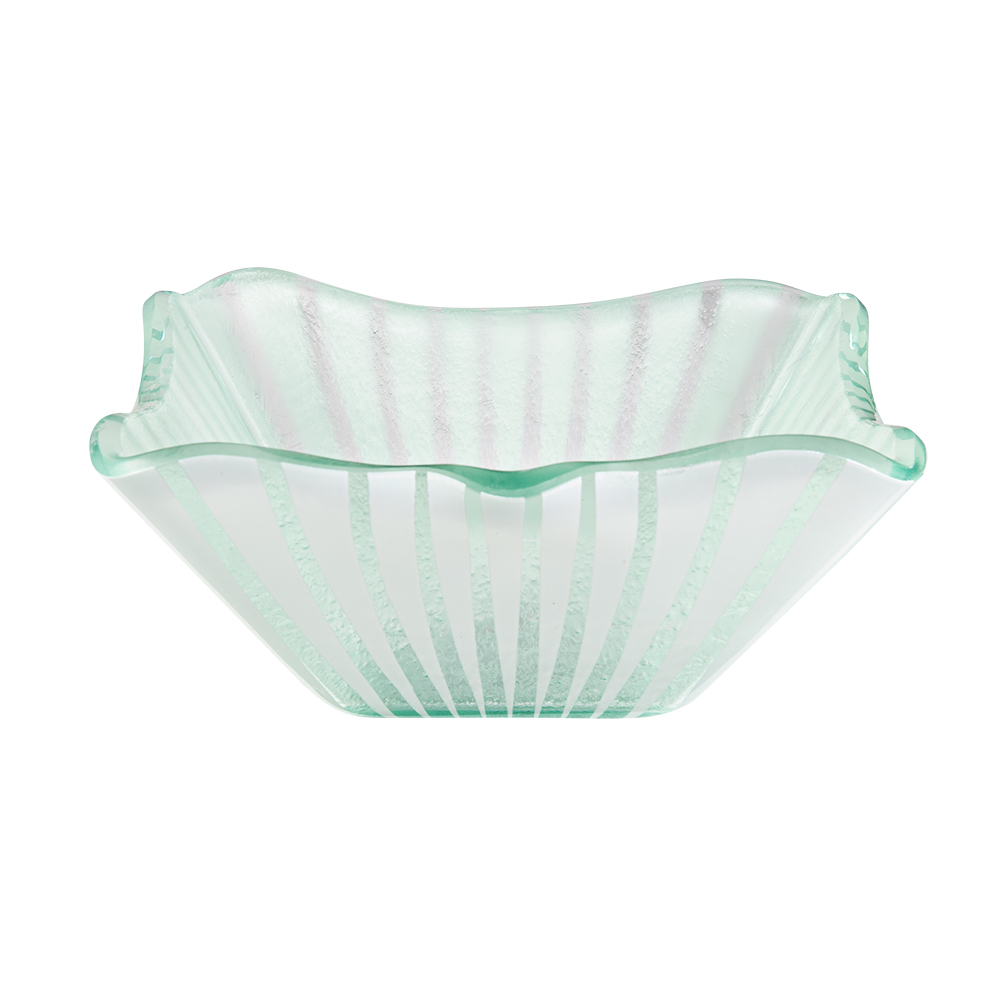 Rosseto Kalderon Stelo White 10 inch Square Handmade Glass Bowl, set of 2
