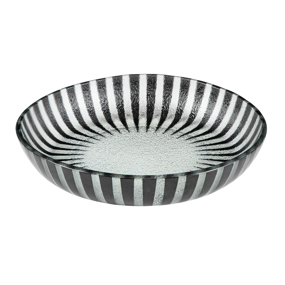 Rosseto Kalderon Stelo Black 11 inch Round Shallow Handmade Glass Bowl, set of 2