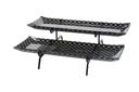 Rosseto Kalderon Two Level Black Metal Stand with Two Zenit Black Large 22.5 inch Rectangle Handmade Glass Trays, 22.25 Ã— 15.75 Ã— 7 inch