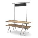 Rosseto Modulite 2 Level Kit with Walnut 2 Table Top Chalkboard Stainless Steel Display Frame and Legs, 71 x 30 x 87.3 inch