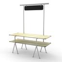 Rosseto Modulite 2 Level Kit with Natural Wood 2 Table Top Chalkboard Stainless Steel Display Frame and Legs, 71 x 30 x 87.3 inch