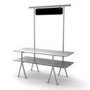 Rosseto Modulite 2 Level Kit with Concrete Gray 2 Table Top Chalkboard Stainless Steel Display Frame and Legs, 71 x 30 x 87.3 inch