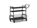 Rosseto Modulite Black Frame Two Natural Bamboo Shelves with One Black Wire Shelf Serving Cart, 45.3 x 20 x 37.6 inch