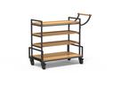 Rosseto Modulite Black and Natural Bamboo Frame with Three Natural Bamboo Shelves Serving Cart, 45.3 x 20 x 37.6 inch