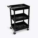 Luxor 3 Shelves Tub Utility Cart, 24 Inch x 18 Inch x 39.25 Inch