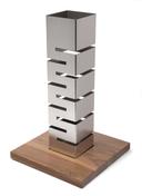 Rosseto Skycap Tall Stainless Steel Multi-Level Column Riser with Walnut Base, 13.8 x 13.8 x 22.4 inch